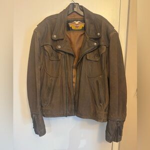 Vintage 90’s Y2K Harley Davidson Billings Distressed Mens  LARGE  Leather Jacket